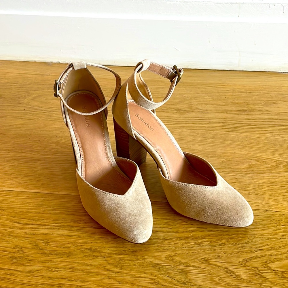 Soludos Collette heel in Sand, size 7